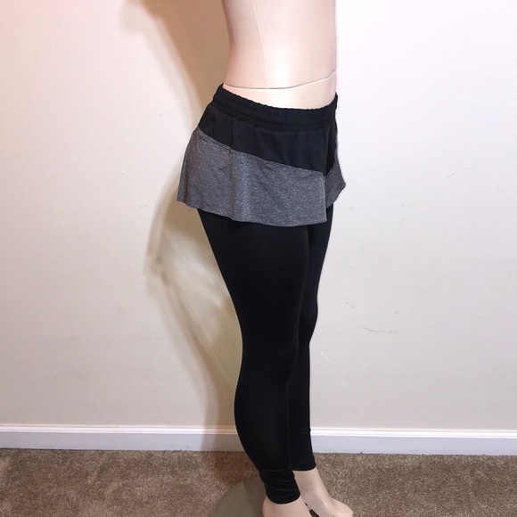 Black Compression Leggings Grey Shorts Running - Picture 6 of 12